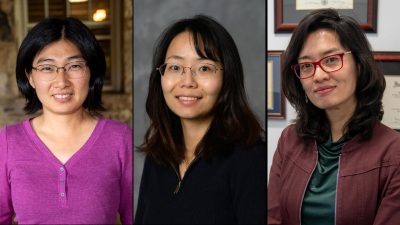 A montage of three cybersecurity researchers.