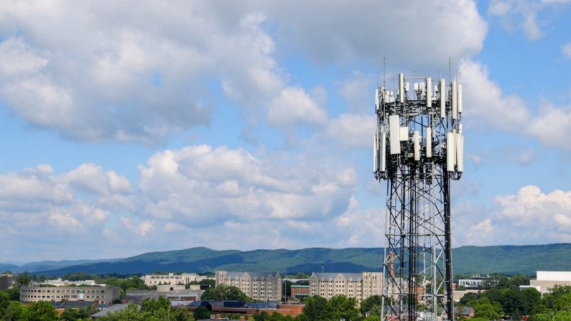 A cell phone tower in downtown Blacksburg.